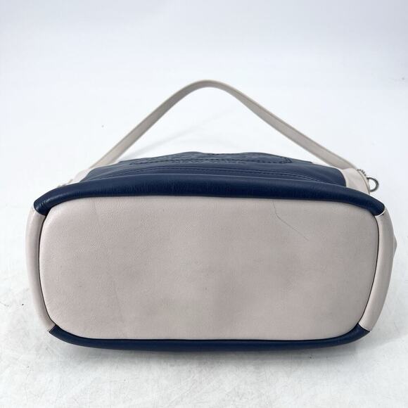 Coach Navy Blue / Ivory Leather Legacy Weekend Hobo Shoulder Bag Purse - Picture 10 of 14